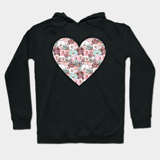 Cute cat pizza party in a heart Hoodie